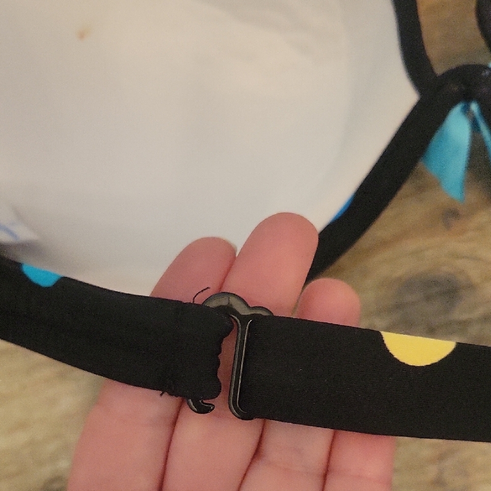 Venus Sz 8 Black, Blue, & yellow polka Dots Bikini w/ Pushup Bra and Bow Accents - Picture 7 of 8